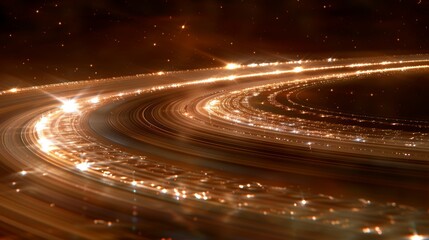 Wall Mural - a stunning close-up view of intricate rings surrounding a celestial body against a starry backdrop, 
