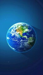 Wall Mural - elegant blue gradient background with planet earth and warm glowing horizon lights symbolizing peace