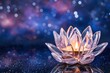 © JP STUDIO LAB - Glowing lotus candle with cosmic background vibrant purple and blue tones symbolizing inner light and tranquility, with copy space for text