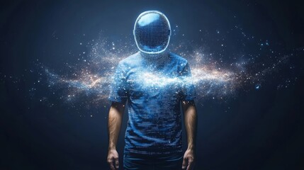 Futuristic Man Digital Data Network Technology AI Concept