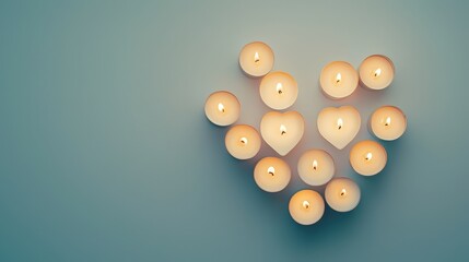 Wall Mural - Candles arranged in the shape of a heart