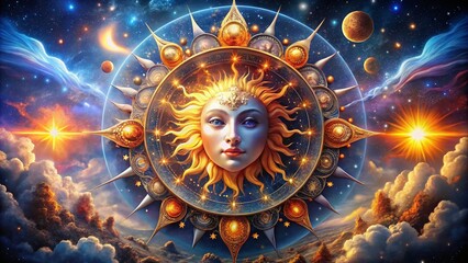 Esoteric Zodiac Sun Eclipse Celestial Poster