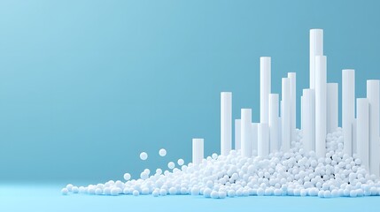 Poster - A 3D-rendered performance report in the form of a sleek white chart with rising bars and detailed data points, displayed on a blue background, 4k resolution, no background, no shadow