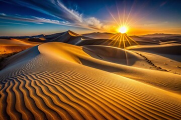 silhouette sand dunes sunset - ai photography