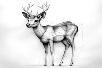 Wall Mural - Minimalist sketch of a deer with simple lines and delicate antlers, set on a plain background