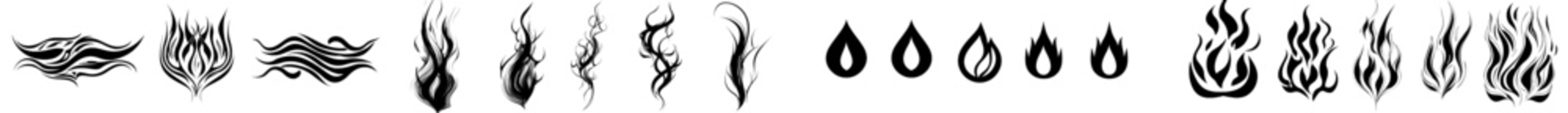 Poster - A set of modern icons with fire flames. Isolated fire flame icon on a white background. Modern illustration.