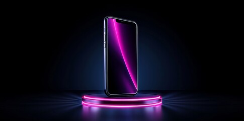Poster - The background of the screen depicts a light glow. The smartphone interface is mocked up with abstract beams flare textures and a realistic background scene template.