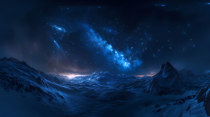 Wall Mural - Majestic milky way galaxy in dark blue night sky hdri panorama illustration. Majestic. Illustration