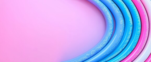 Poster - This is a realistic LED screen on stage with glowing neon blue and pink dots isolated on black background. This design would look great in a concert hall, modern theater, or nightclub.