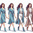 © Larry Offshore - Stylish Trendy Business Fashion Woman Model Smiling and Walking on White Background Drawing Avatar