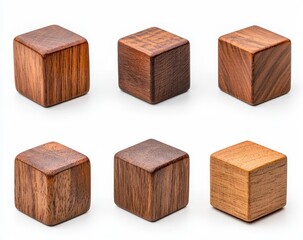 Poster - A 3d cube block realistic image for a word game isolated on white background. A wooden education toy template icon floating in the air. Perspective view of brick object in a different png format.