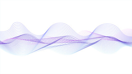 Wall Mural - Abstract background with pink, purple, and blue wavy pattern. Blue and purple wave with a white background. Concept technology, digital, music, science. 