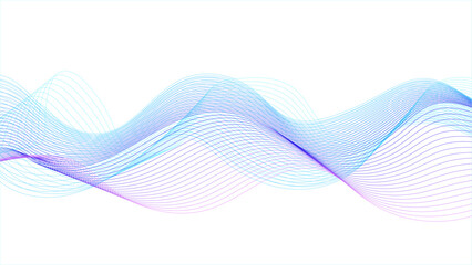 Wall Mural - abstract background with pink and blue wavy, purple and blue sound wave line curve on a white backgr