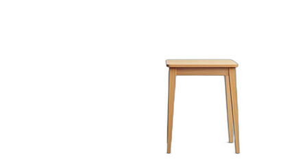 Poster - Full body shot. A wooden side table with a sleek, minimalist design, positioned upright on a soft blue background, 4k resolution, no background, no shadow