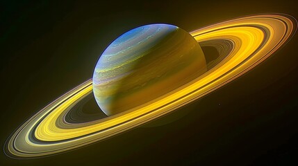 Wall Mural - a dazzling close-up view of rings around the planet saturn exhibiting intricate details of color and