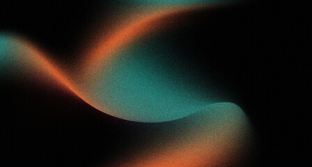 Aufkleber - Dark green orange gradient background, grainy gradient luminous color splash wave, abstract noise texture gradient, orange white black wide banner