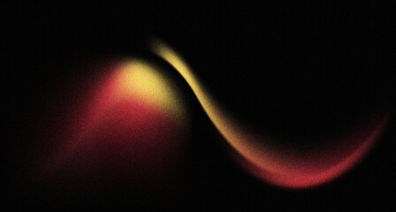 Fototapete - Dark yellow red grainy texture background abstract vibrant color wave shape black backdrop noisy wide banner header design