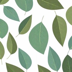 Wall Mural - A high-resolution digital artwork of detailed eucalyptus leaves arranged diagonally from the top left to the bottom left of the canvas.