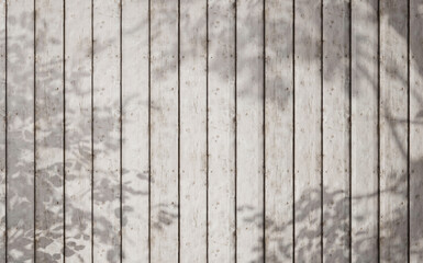 Fototapete - white Wooden planks table top view with trees shadows and sunlight. cozy summer background with shadows and sunlight. wood background table copy space