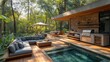 © Agusti - Modern outdoor living space with pool and lounge area.
