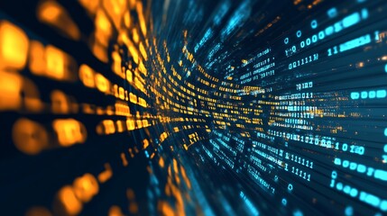 Aufkleber - Dynamic Data Binary Code Stream Visualizing Futuristic Digital Technology Concepts : Generative AI