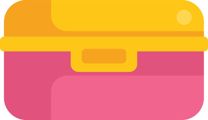 Poster - Pink lunch box with a yellow lid, perfect for carrying a meal or snack