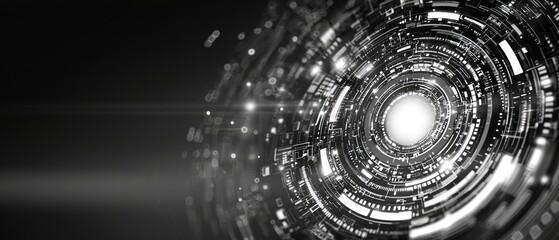 Poster - Intricate digital vortex with luminous center creating a sense of depth and motion