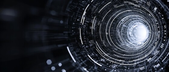 Poster - A swirling vortex of digital lines and light, creating a sense of depth and motion