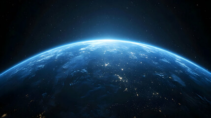 Wall Mural - A Stunning 3D Render of Earth at Night with City Lights and Stars