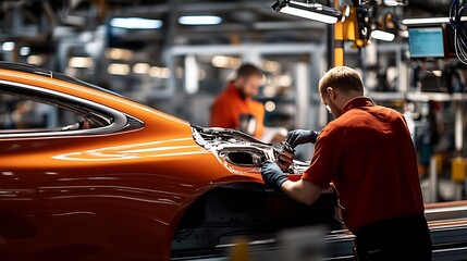 Aufkleber - Hands on Precision Work in Car Manufacturing Assembly Line : Generative AI