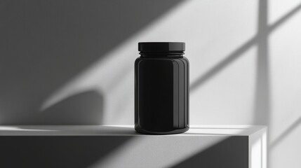 Poster - Black Jar with Shadows on Minimalist Background