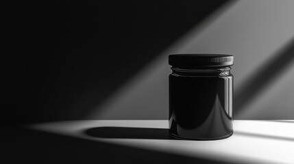 Poster - black jar with shadows in minimalist setting