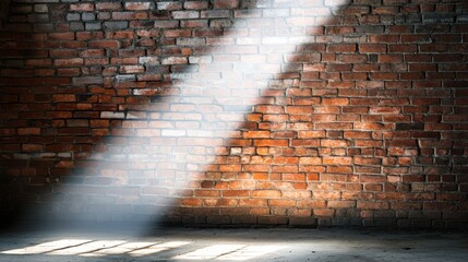 Poster - Light Beam on Rustic Brick Wall in Abandoned Space
