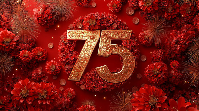 A festive Chinese National Day wallpaper with a massive 3D 