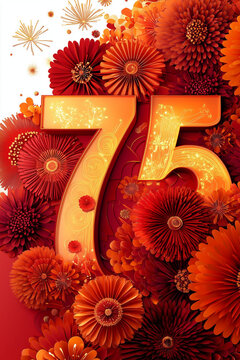 A festive Chinese National Day wallpaper with a massive 3D 