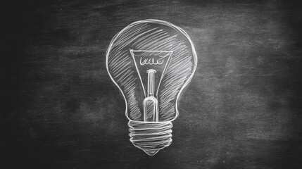Poster - Sketch of a Light Bulb on Chalkboard Background