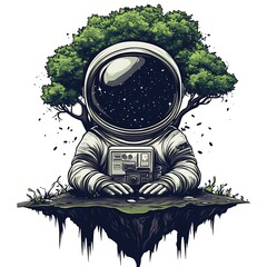 Poster - Astronaut with tree growing from helmet.