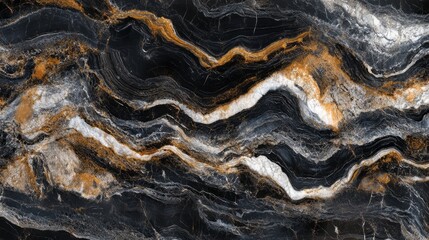 Poster - A black and gold stone wall with a wave pattern