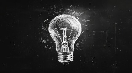 Poster - Light Bulb Drawing on Chalkboard Background