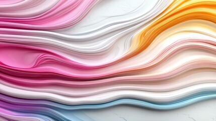 Wall Mural - Abstract colorful wavy lines on white background with pink, blue, and orange tones