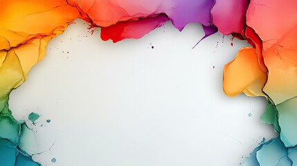 Wall Mural - Abstract Colorful Splashes Framing a White Background