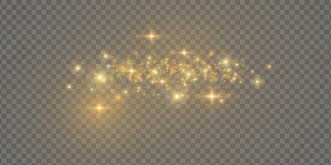 Poster - Beautiful sparks shine with special light. The dust sparks and golden stars shine with special light. Christmas Abstract stylish light effect.