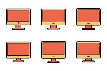 Wall Mural - Monitor icon bundle set in vector art