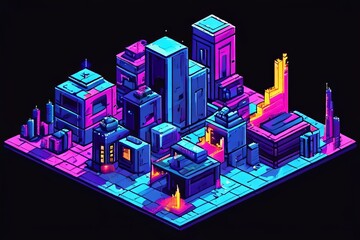 Poster - isometric pixel art a design with an isometric pixel art effect