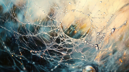 spider web with dew drops