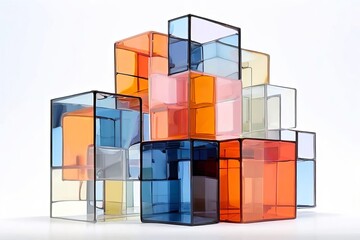 Poster - modern cubist building an abstract building composed of interloc
