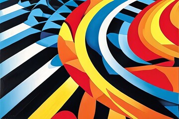 Poster - op art eco cycle employ the geometric patterns and optical illus