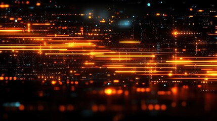 Aufkleber - Bright orange line of lights that are all connected together. The lights are in a pattern and are very bright