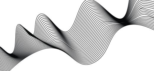 Poster - abstract, wavy, organic, monochrome, minimalist, linear, generative, dynamic, flowing, digital art, algorithmic, black and white