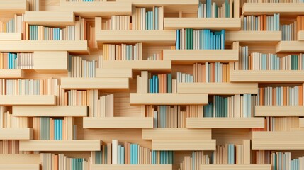 Poster - a neatly organized bookshelf with books arranged by color, showcasing order, tidiness, and the aesth